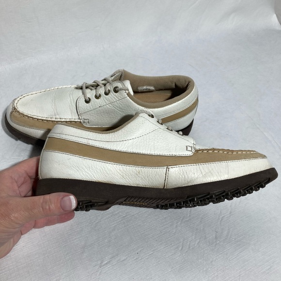Footjoy Softjoys 98512 Golf shoes white tan leather spike less size 7.5 - Picture 7 of 11
